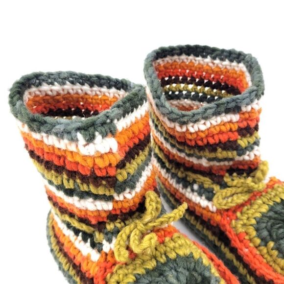 Handmade Mexican crochet knit sherpa lined slipper boot - Picture 3 of 9